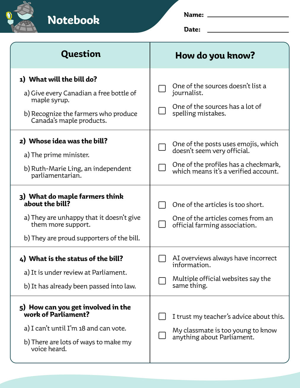 Printable Teacher Resource Page